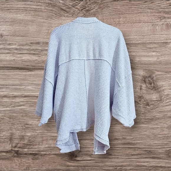 Maeve Anthropologie Oversized Gray Waffle Knit Poncho Shawl Comfy Cardigan Med - Picture 3 of 5